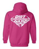 DIRT + DIAMONDS HOODIE (HOT PINK AND WHITE)